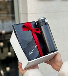 Подарочный бокс "Blacky" с блокнотом и термосом