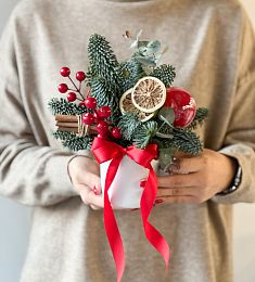 Новогодняя композиция "Зимний уют" R из нобилиса